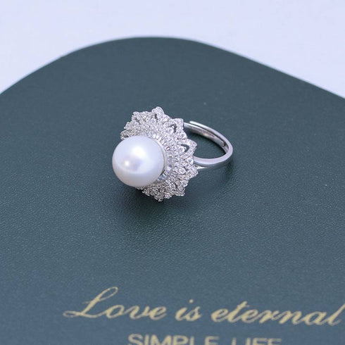 10-11mm Freshwater Pearl & Round CZ Ring - House Of Pearls